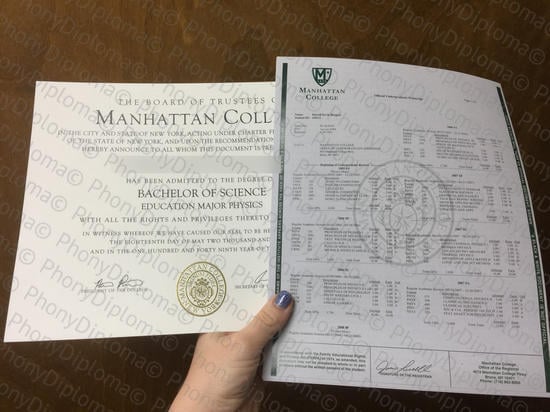 Usa Manhattan College Diploma And Transcript Free Sample From Phonydiploma · United States