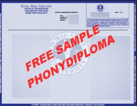 Usa Maryland Bowie State University Actual Match Transcript Free Sample From Phonydiploma · United States