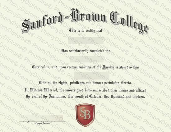Usa Massachusettes Sanford Brown College Fake Diploma From Phonydiploma · United States
