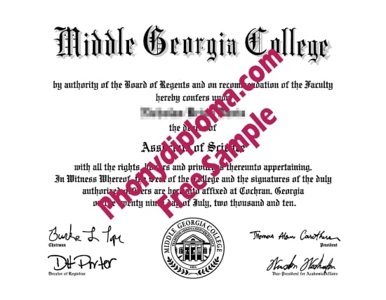 Usa Middle Georgia College Free Sample From Phonydiploma · United States