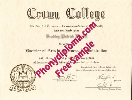 Usa Minnesota Crown College Free Sample From Phonydiploma · United States
