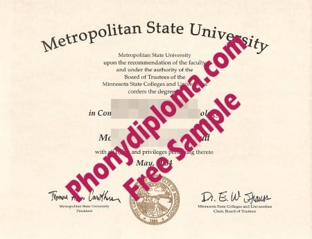 Usa Minnesota Metropolitan State University Free Sample From Phonydiploma · United States