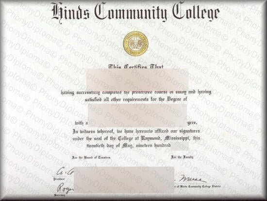 Usa Mississippi Hinds Cummunity College Free Sample From Phonydiploma · United States