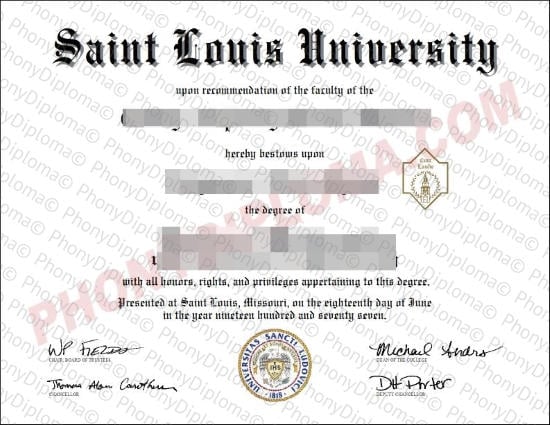 Usa Missouri Saint Louis University Free Sample From Phonydiploma · United States