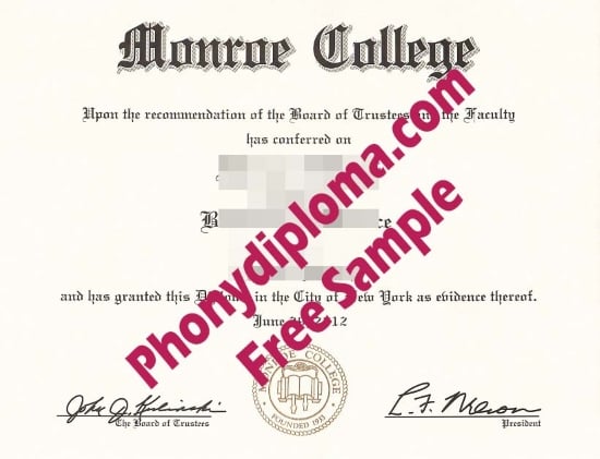 Usa Monroe College Free Sample From Phonydiploma · United States