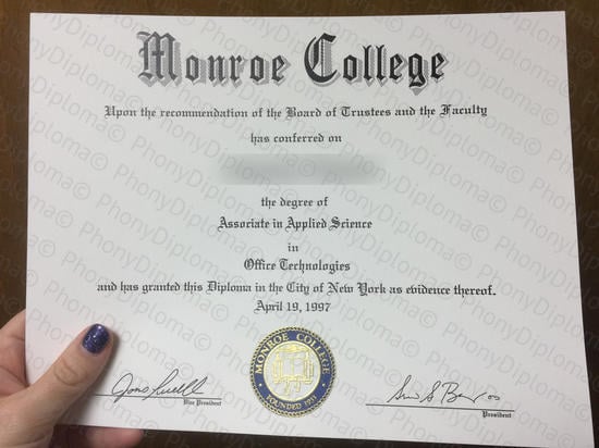 Usa Monroe College Photo Free Sample From Phonydiploma · United States