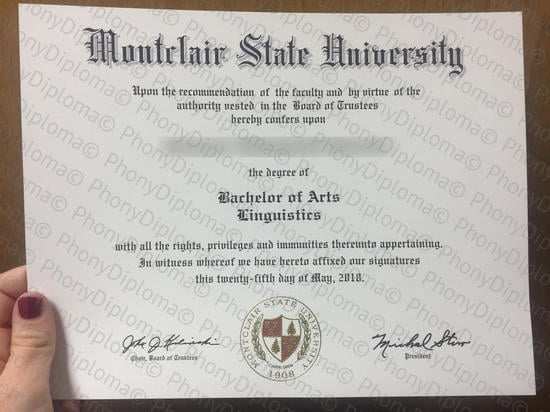 Usa Montclair State University Free Sample From Phonydiploma · United States
