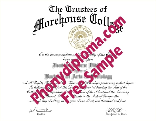 Usa Morehouse College Ga Free Sample From Phonydiploma · United States