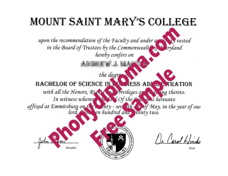Usa Mount Saint Mary's College Free Sample From Phonydiploma · United States