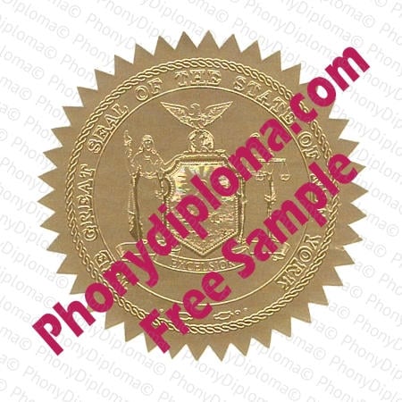 Usa Ny Embossed Emblem State Seal Free Fake Diploma Sample · United States