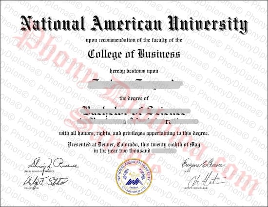 Usa National American University Free Sample From Phonydiploma · United States