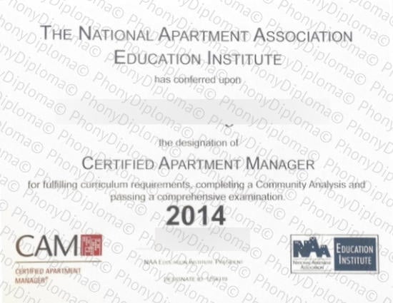 Usa National Apartment Association Istitute Free Sample From Phonydiploma · United States
