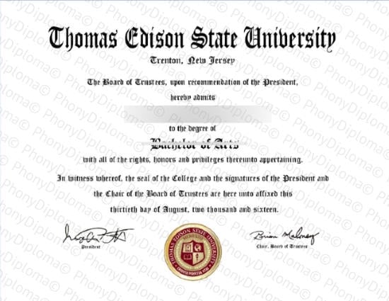 Usa New Jersey Thomas Edison State University Free Sample From Phonydiploma · United States