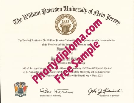 Usa New Jersey William Paterson University Free Sample From Phonydiploma · United States