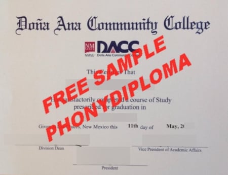 Usa New Mexico Dona Ana Community College Free Sample From Phonydiploma · United States
