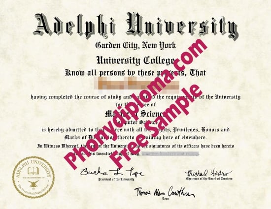 Usa New York Adelphi University Free Sample From Phonydiploma · United States