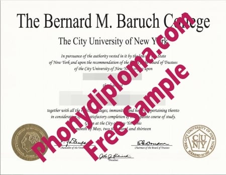 Usa New York Bernard M Baruch College New York Free Sample From Phonydiploma · United States