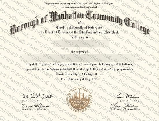 Usa New York Borough Of Manhattan Community College Free Sample From Phonydiploma · United States