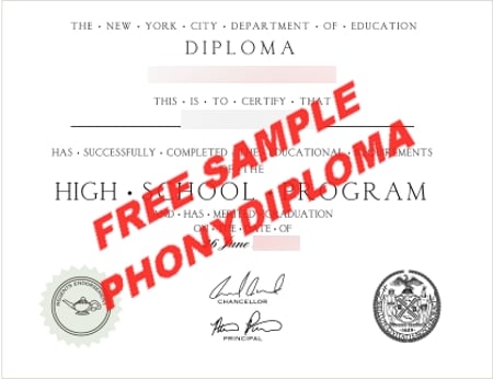 Usa New York High School Diploma Free Sample From Phonydiploma · United States