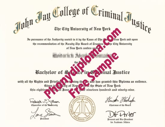 Usa New York John Jay College Of Criminal Justice Free Sample From Phonydiploma · United States