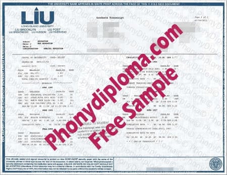 Usa New York Long Island University Actual Match Transcripts Free Sample From Phonydiploma · United States