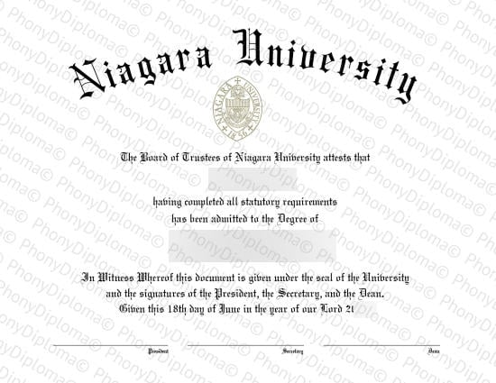 Usa New York Niagara University Free Sample From Phonydiploma · United States