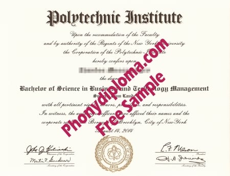 Usa New York Polytechnic Institute Free Sample From Phonydiploma · United States