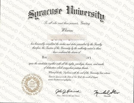 Usa New York Syracuse University Free Sample From Phonydiploma · United States