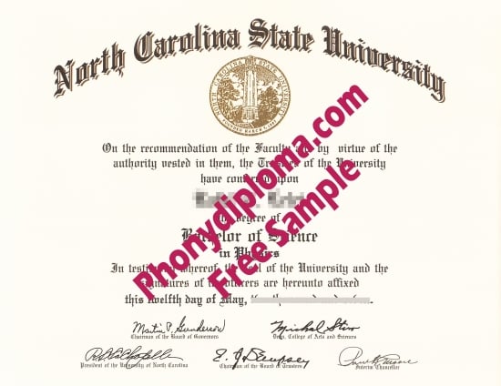 Usa North Carolina State University Scan Free Sample From Phonydiploma · United States