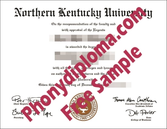 Usa Northern Kentucky University Free Sample From Phonydiploma · United States