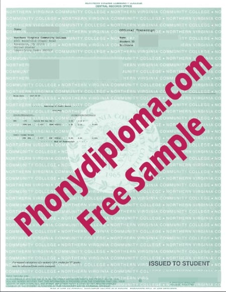 Usa Northern Virginia Community College Actual Match Transcripts Phonydiploma Sample · United States
