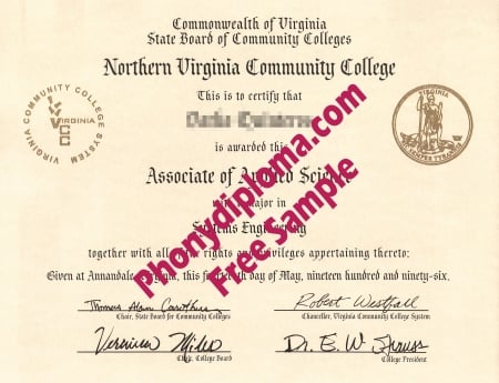 Usa Northern Virginia Community College Free Sample From Phonydiploma · United States