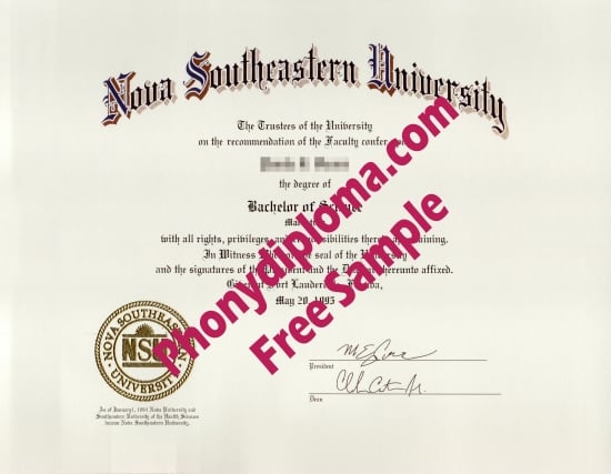 Usa Nova Southeastern University Free Sample From Phonydiploma · United States
