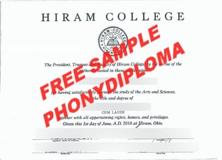 Usa Ohio Hiram College Free Sample From Phonydiploma · United States