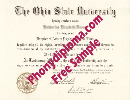 Usa Ohio State University Free Sample From Phonydiploma · United States