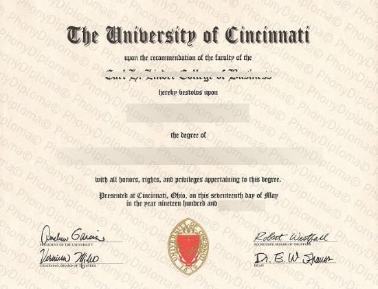 Usa Ohio University Of Cincinnati Fake Diploma From Phonydiploma · United States