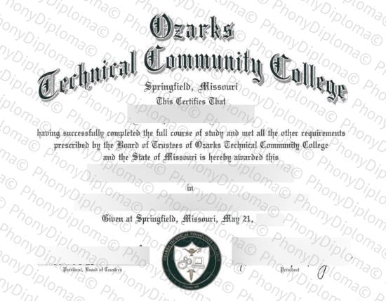 Usa Ozarks Technical Community College Free Sample From Phonydiploma · United States