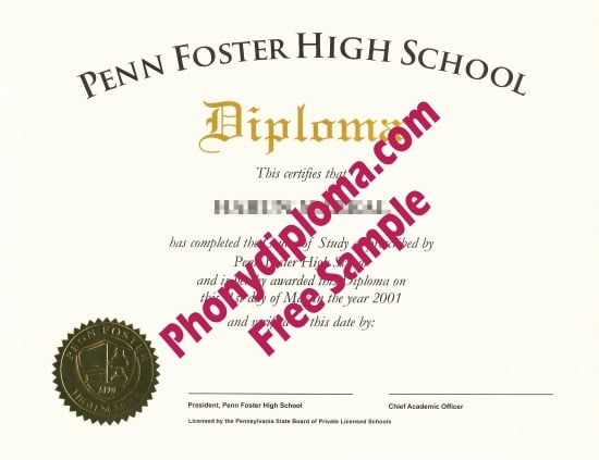 Usa Penn Foster High School Free Sample From Phonydiploma · United States
