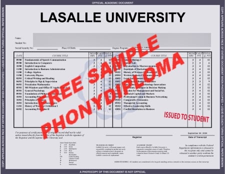 Usa Pennsylvania Lasalle Institute Free Sample From Phonydiploma · United States