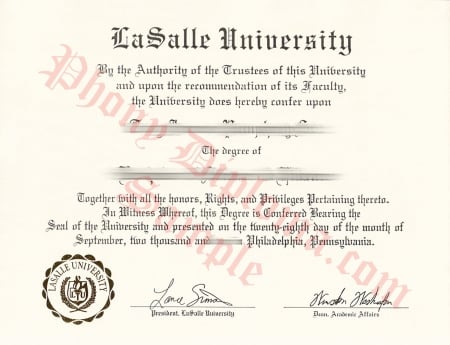 Usa Pennsylvania Lasalle University Free Sample From Phonydiploma · United States