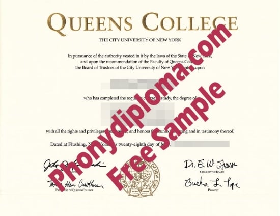 Usa Queens College Free Sample From Phonydiploma · United States