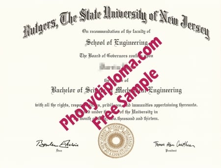 Usa Rutgers University Free Sample From Phonydiploma · United States
