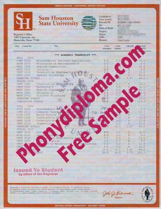 Usa Sam Houston State University House Match Design Free Sample From Phonydiploma · United States