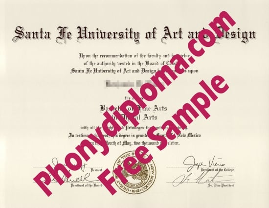 Usa Santa Fe University Of Art And Design New Mexico Free Sample From Phonydiploma · United States