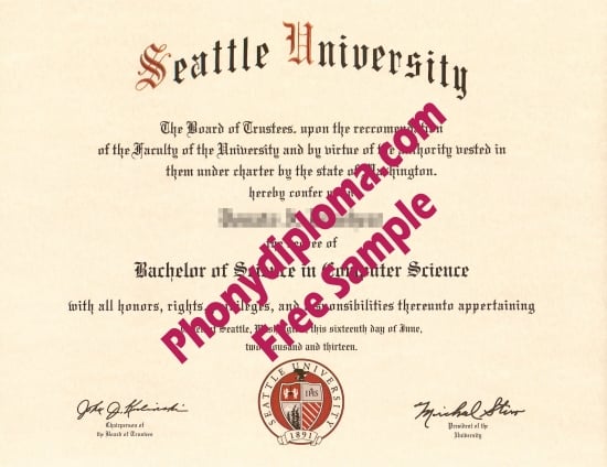 Usa Seattle University Diploma Free Sample From Phonydiploma · United States