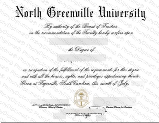 Usa South Carolina North Greenville University Free Sample From Phonydiploma · United States