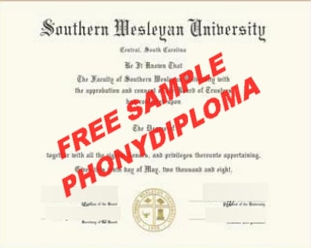 Usa South Carolina Southern Wesleyan Free Sample From Phonydiploma · United States
