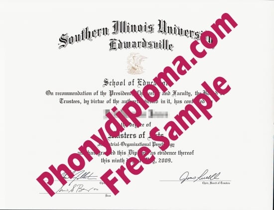 Usa Southern Illinois University Edwardsville Free Sample From Phonydiploma · United States
