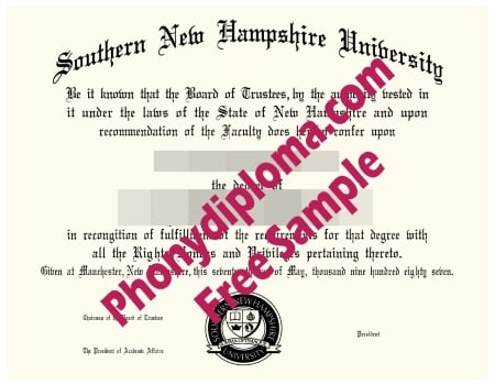 Usa Southern New Hampshire University Free Sample From Phonydiploma · United States