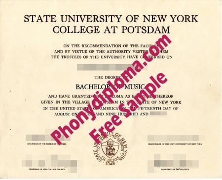 Usa State University Of New York Potsdam Free Sample From Phonydiploma · United States